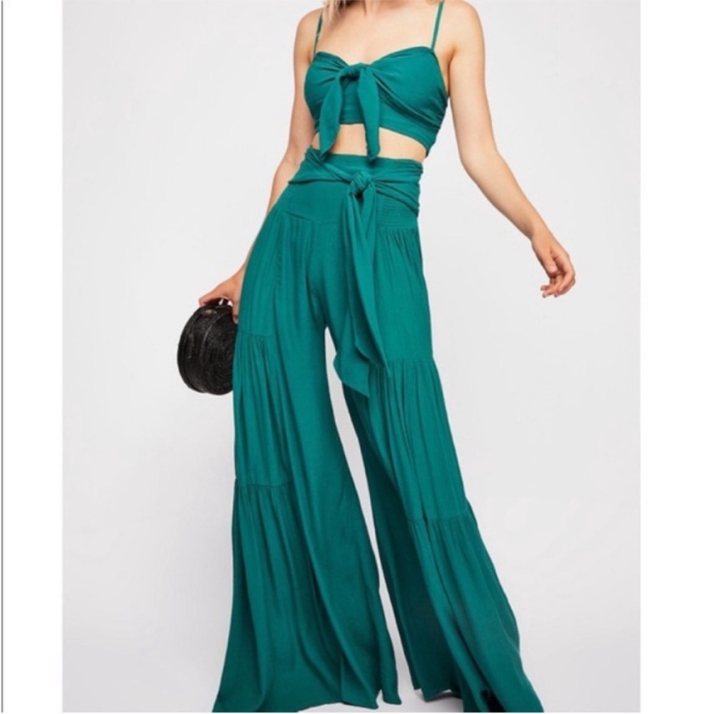 Free people one Palermo wide leg and crop top set